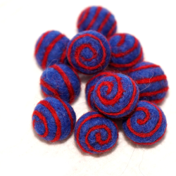 Felt balls with spiral pattern