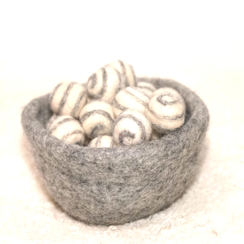 Filzkugeln 5er Sets mit Spiralmuster