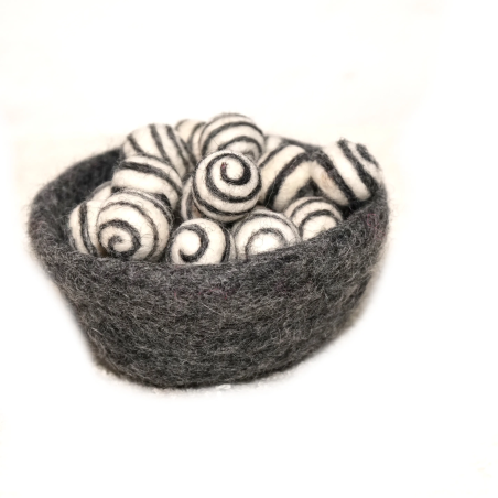 Filzkugeln 5er Sets mit Spiralmuster