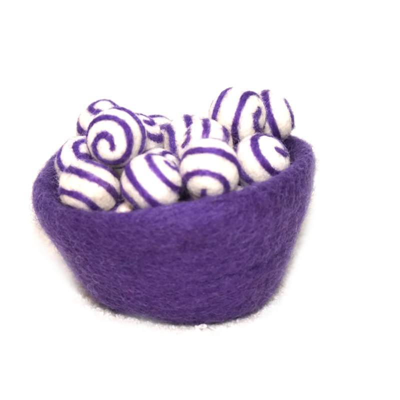 Filzkugeln 5er Sets mit Spiralmuster