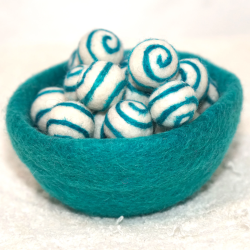 Felt balls with spiral pattern