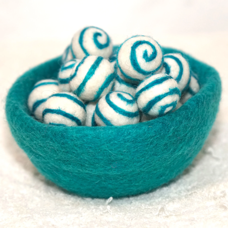 Filzkugeln 5er Sets mit Spiralmuster