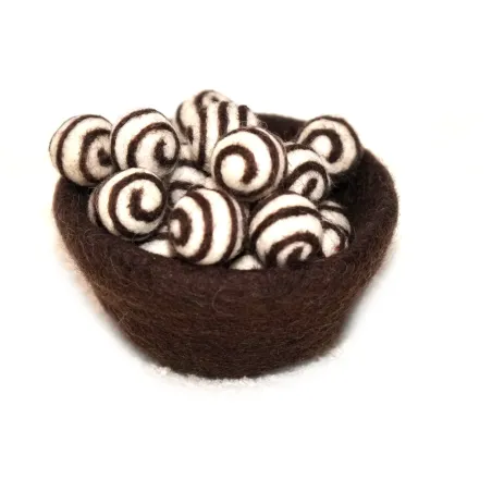 Swirl felt balls, felted balls with swirly, wool felt beads