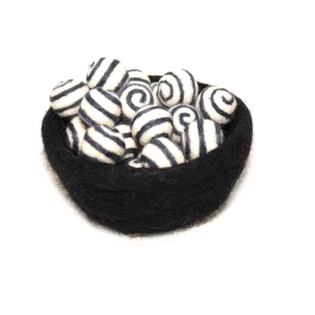 Swirl felt balls, felted balls with swirly, wool felt beads