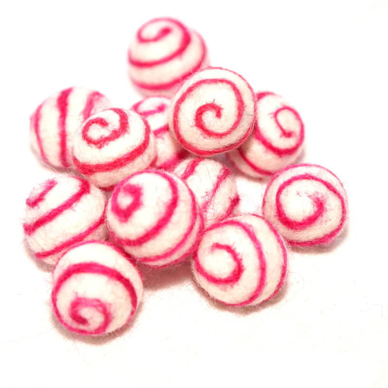 Filzkugeln 5er Sets mit Spiralmuster
