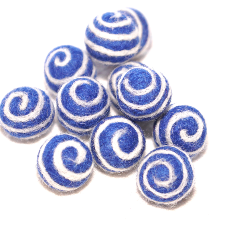Filzkugeln 5er Sets mit Spiralmuster