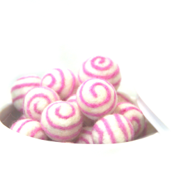 Felt balls with spiral pattern