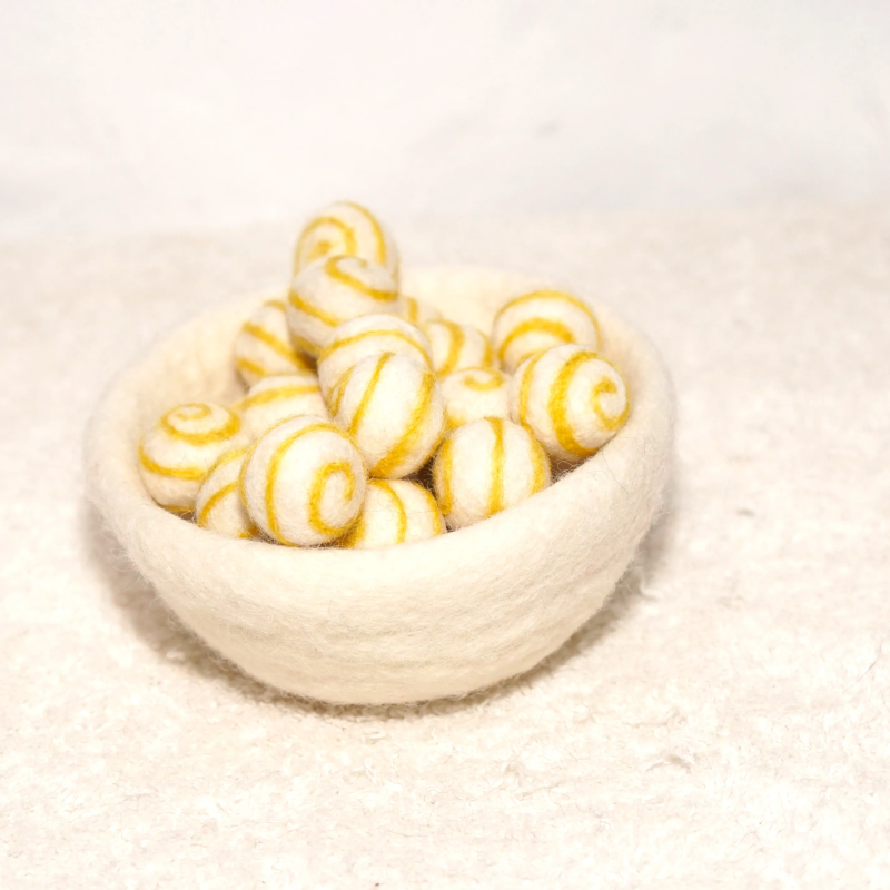 Filzkugeln 5er Sets mit Spiralmuster