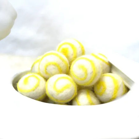 Swirl felt balls, felted balls with swirly, wool felt beads