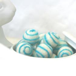 Felt balls with spiral pattern