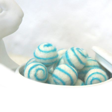 Felt balls with spiral pattern