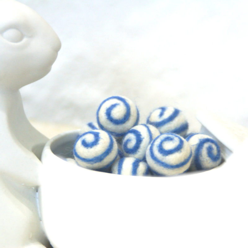 Felt balls with spiral pattern