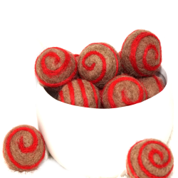Filzkugeln 5er Sets mit Spiralmuster
