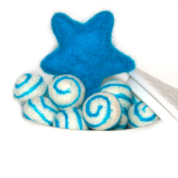 Felt balls with spiral pattern
