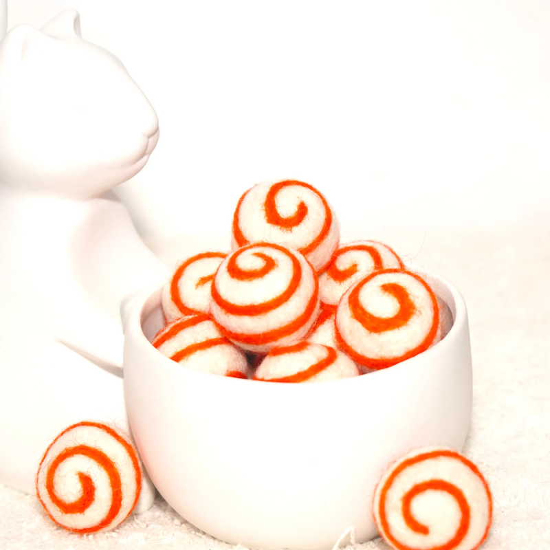 Filzkugeln 5er Sets mit Spiralmuster