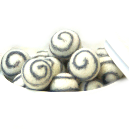 Felt balls with spiral pattern