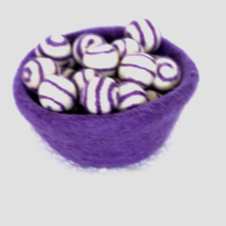 Felt balls with spiral pattern