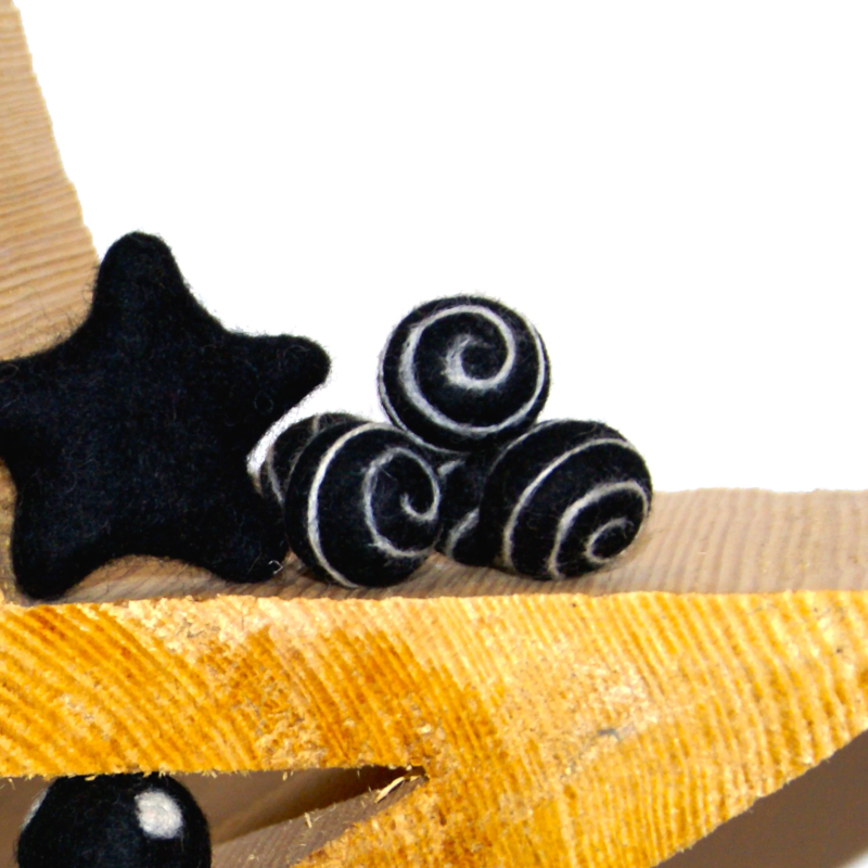 Filzkugeln 5er Sets mit Spiralmuster