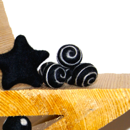 Filzkugeln 5er Sets mit Spiralmuster