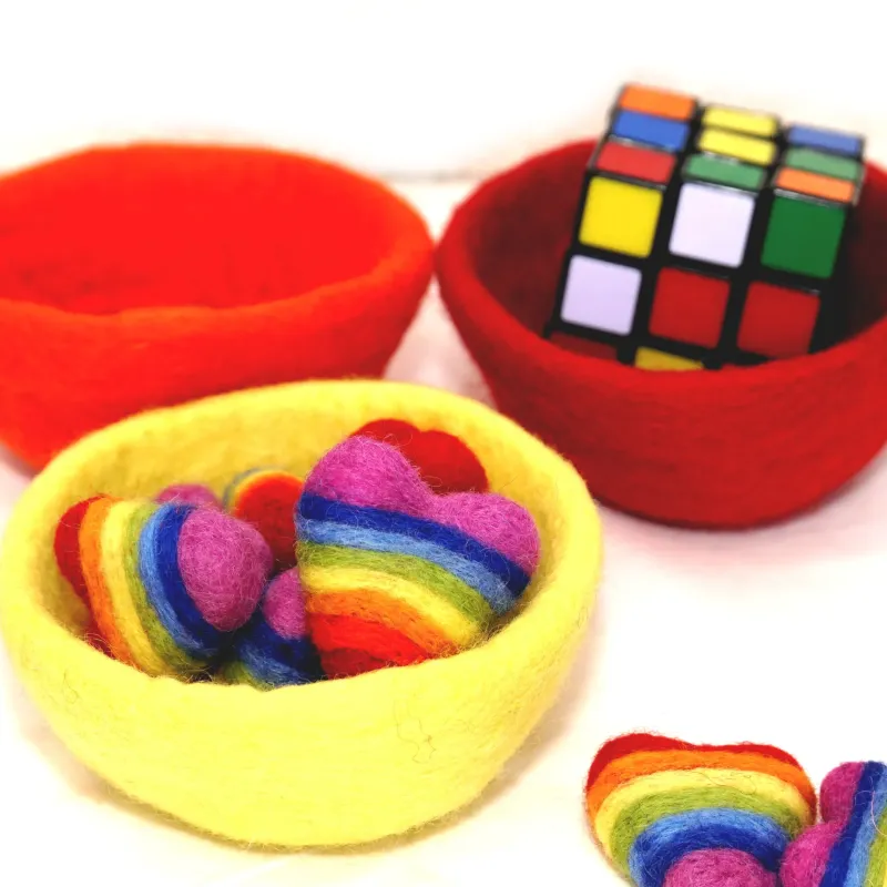 felt bowls, felt toy, Rainbow felt, Montessori toy