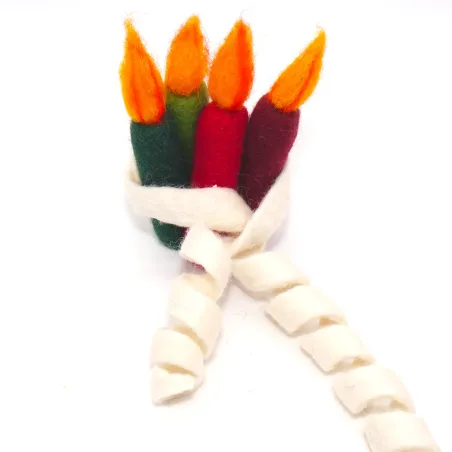 Felt candles felted, Felt candle wet felted, Christmas candles 4pcs.