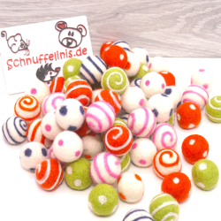 Filzkugeln 2,5cm gemusterter Farben Mix