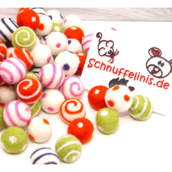 Filzkugeln 2,5cm gemusterter Farben Mix