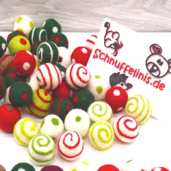 festliche Filzkugeln Weihnachten, Filzbälle Mix, Filzwolle Kugeln