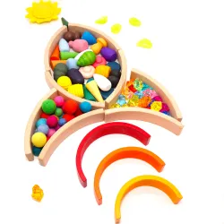 Montessori Rainbow, Wooden colouring rainbow, Rainbow 15piece wood set