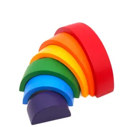 bunter Regenbogen, Montessori Holzspiel Set Naturholz