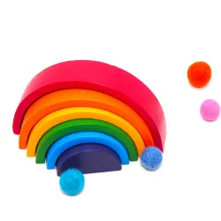 bunter Regenbogen, Montessori Holzspiel Set Naturholz