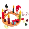 Adventskranz Filzstecker Set, vollständiger Adventskranz Naturholz mit Deko, Jahresring weihnachtlich