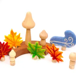 Enfant d'anniversaire champignons en bois, feuilles set temps automne, anniversaire