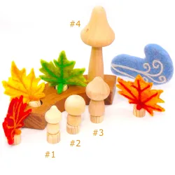 Birthday wood mushrooms, felt leave plugs Birthday, gift sets