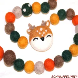 Felt balls deer garland, nursery baby garland, deer felted