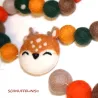 Felt balls deer garland, nursery baby garland, deer felted