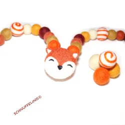 Felt balls fox garland, nursery baby garland, fox felted