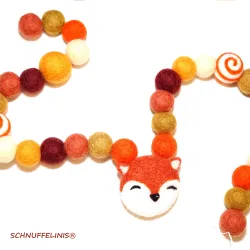 Felt balls fox garland, nursery baby garland, fox felted