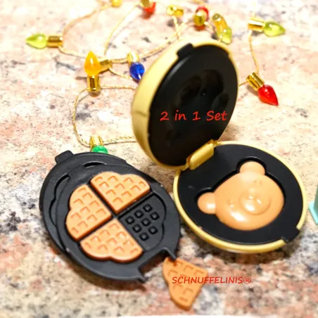 Miniature decoration set, tiny waffle maker set, tiny Christmas idea