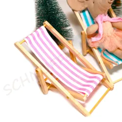 Miniatur Liegestuhl, Maileg Sonnenstuhl gestreift, Sommer Deko Strand