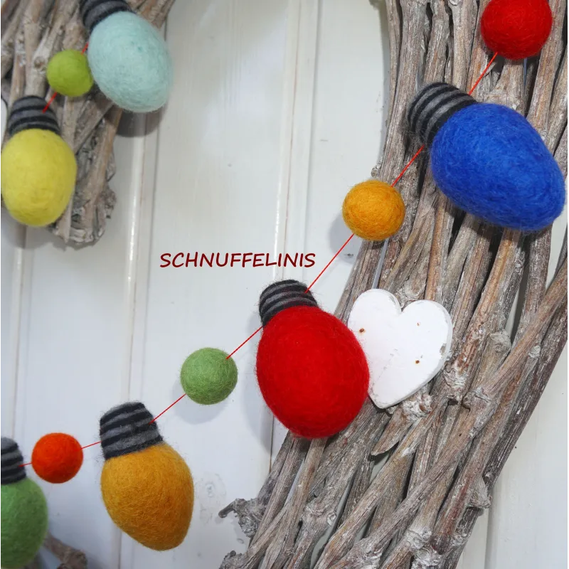 felt christmas bulks, Christmas felt , wool balls, 100%wool, Schnuffelinis