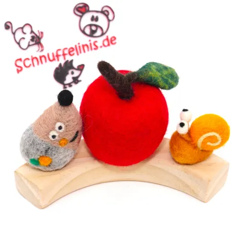 Apfel Schnecke Igel, Filzstecker XXL Apfel, Filzstecker Liebesapfel Set