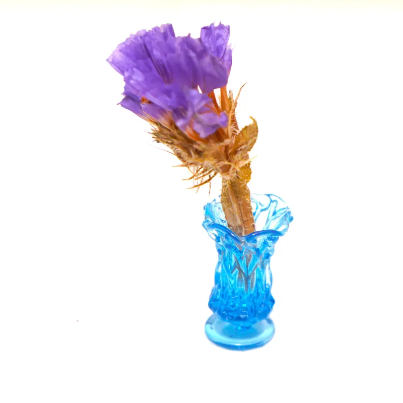 blaues Glas Mini, Miniatur Wichtel Glas, Mini Vase blau