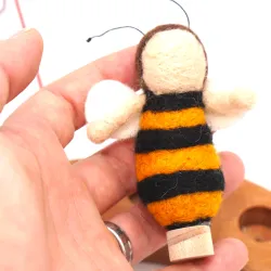 Bee girl plug, felt plug, XXL bee mum, felted birthday ornaments