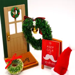 Miniature door set, tomte moves in our house, dollhouse gnome set