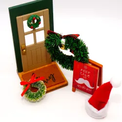 Miniature door set, tomte moves in our house, dollhouse gnome set