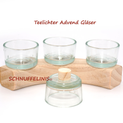 Teelichthalter Glas für Jahresringe, Stecker Teelichter