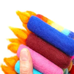 Felt candles felted, Felt candle wet felted, candle for toddler & kids