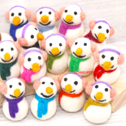 Schneemänner bunter Schal 12 Ohrenwärmer