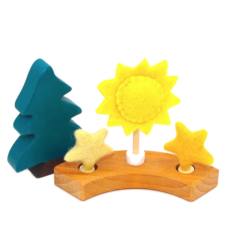 Felt sun motif plugs birthday ring, felt sun ornaments toddler waldorf